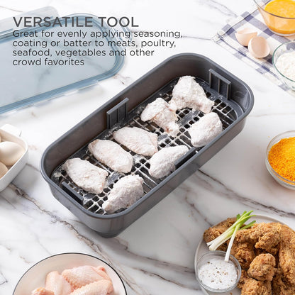 Collapsible Batter Bowl - Mess Free Breading Shaker Container - Great for Fried Fish, Fried Chicken, Onion Rings, Wings & More, Black