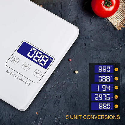 Digital Kitchen Scale, 33lb Food Scale with LCD Display, High Precision Sensors, Tare Function, Unit Conversion, Ideal for Baking, Cooking, and Meal Preparation (White)
