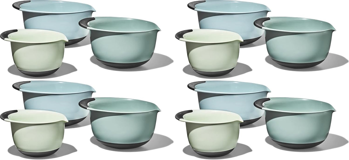 Good Grips 3-Piece Plastic Mixing Bowl Set- Blue, Gray, Jade