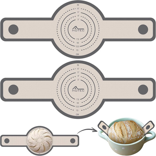 2 Pcs Silicone Bread Sling for Dutch Oven, 0.7MM Thickened Heat Resistant to 500°F Non-Stick Baking Mat with Long Handle Easy to Transfer Sourdough Bread, Dutch Oven Liners Baking Supplies