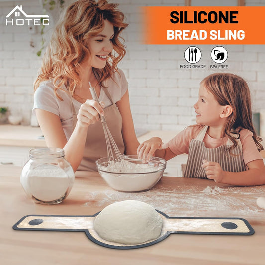 2 Pcs Silicone Bread Sling for Dutch Oven, 0.7MM Thickened Heat Resistant to 500°F Non-Stick Baking Mat with Long Handle Easy to Transfer Sourdough Bread, Dutch Oven Liners Baking Supplies