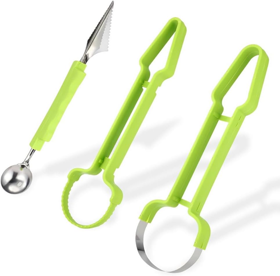 Melon Baller Scoop Set, Stainless Steel 3-in-1 Fruit Carving Tools Knife Kit, Kitchen Gadgets for Easy Fruit Preparation and Perfectly Shaped Fruit
