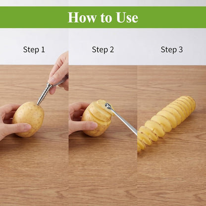 2 Pack Spiral Cutter Knives for Potato Vegetable Spiralizer Plastic Stainless Steel Spiral Knife Manual spiral Cutter for Kitchen Accessories Fruits Carrots Cucumbers Tools Home