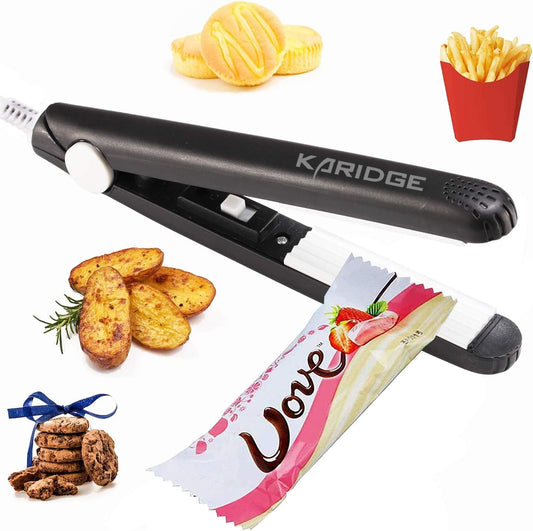 chip Bag Sealer Mini, Handheld Heat Sealer for Chip Bags and Mylar Bags, Portable Bag Resealer for Food Storage - Black
