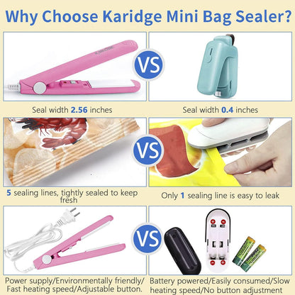 chip Bag Sealer Mini, Handheld Heat Sealer for Chip Bags and Mylar Bags, Portable Bag Resealer for Food Storage - Black