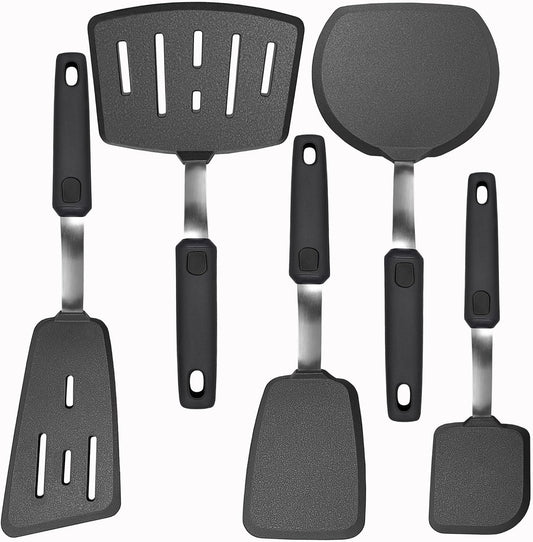 Mixed Silicone Spatula Set for Nonstick Cookware | Heat resistant, Kitchen Cooking Utensils Set, Flexible Stainless Steel Core, Full Silicone, Dishwasher Safe