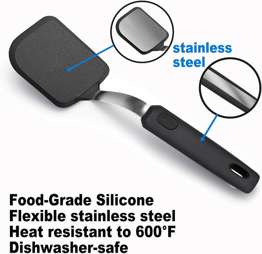 Mixed Silicone Spatula Set for Nonstick Cookware | Heat resistant, Kitchen Cooking Utensils Set, Flexible Stainless Steel Core, Full Silicone, Dishwasher Safe