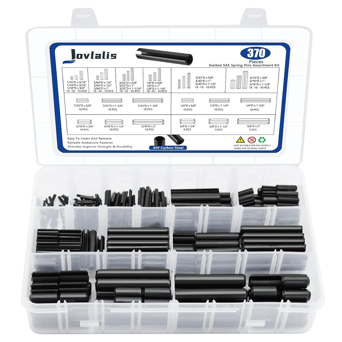 SAE Roll Pin Set, Roll pin Assortment, Slotted Spring Pins