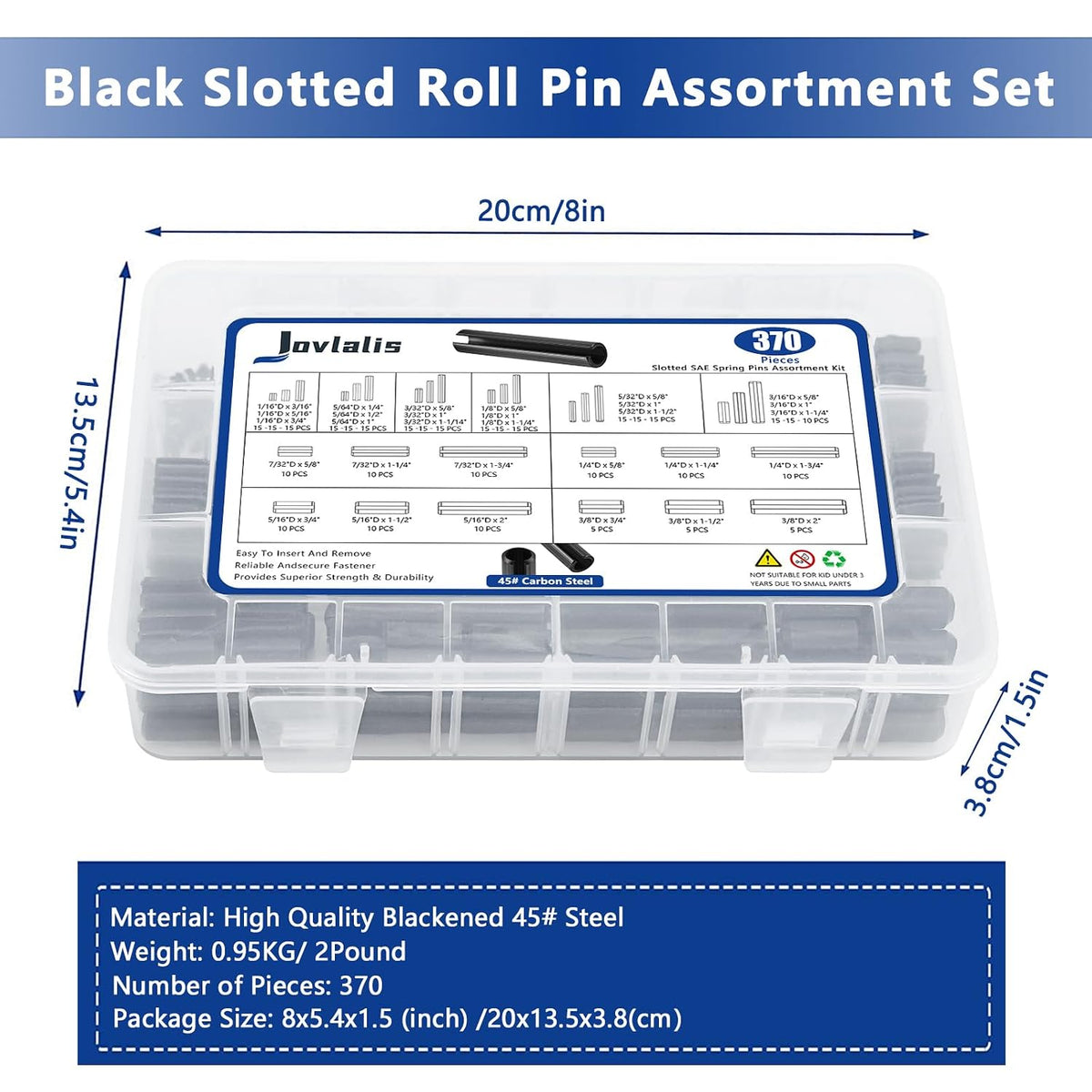 SAE Roll Pin Set, Roll pin Assortment, Slotted Spring Pins