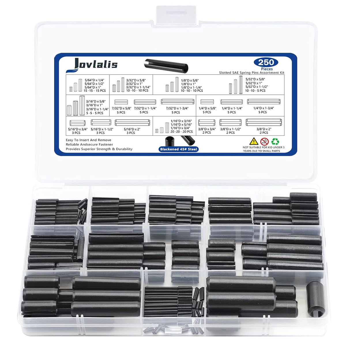 SAE Roll Pin Set, Roll pin Assortment, Slotted Spring Pins