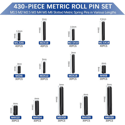 SAE Roll Pin Set, Roll pin Assortment, Slotted Spring Pins