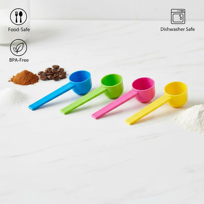5g Plastic Measuring Spoons (10ml) – Pack of 5 mini Scoops for Protein Poweder, Creatine, Coffee, Lab, Baking, Laundry, Canisters, Dry Goods – 1 Teaspoon Measuring Spoons (tsp), Pink