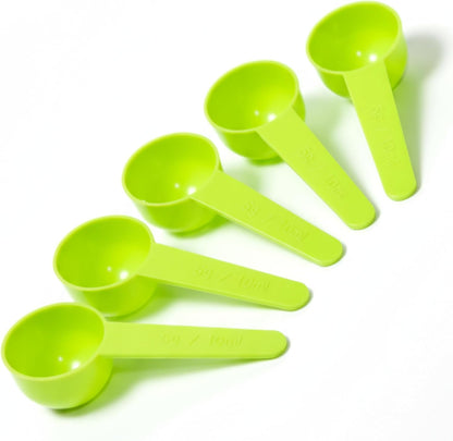 5g Plastic Measuring Spoons (10ml) – Pack of 5 mini Scoops for Protein Poweder, Creatine, Coffee, Lab, Baking, Laundry, Canisters, Dry Goods – 1 Teaspoon Measuring Spoons (tsp), Pink