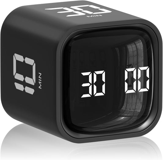 Cube Pomodoro Timer, Smart Timer 5/10/30/60 Minutes Custom Countdown | Adjustable & Silent Visual Timer, ADHD Tool Flip Rotating Portable Smart Productivity Timer for Study Task Work Kitchen