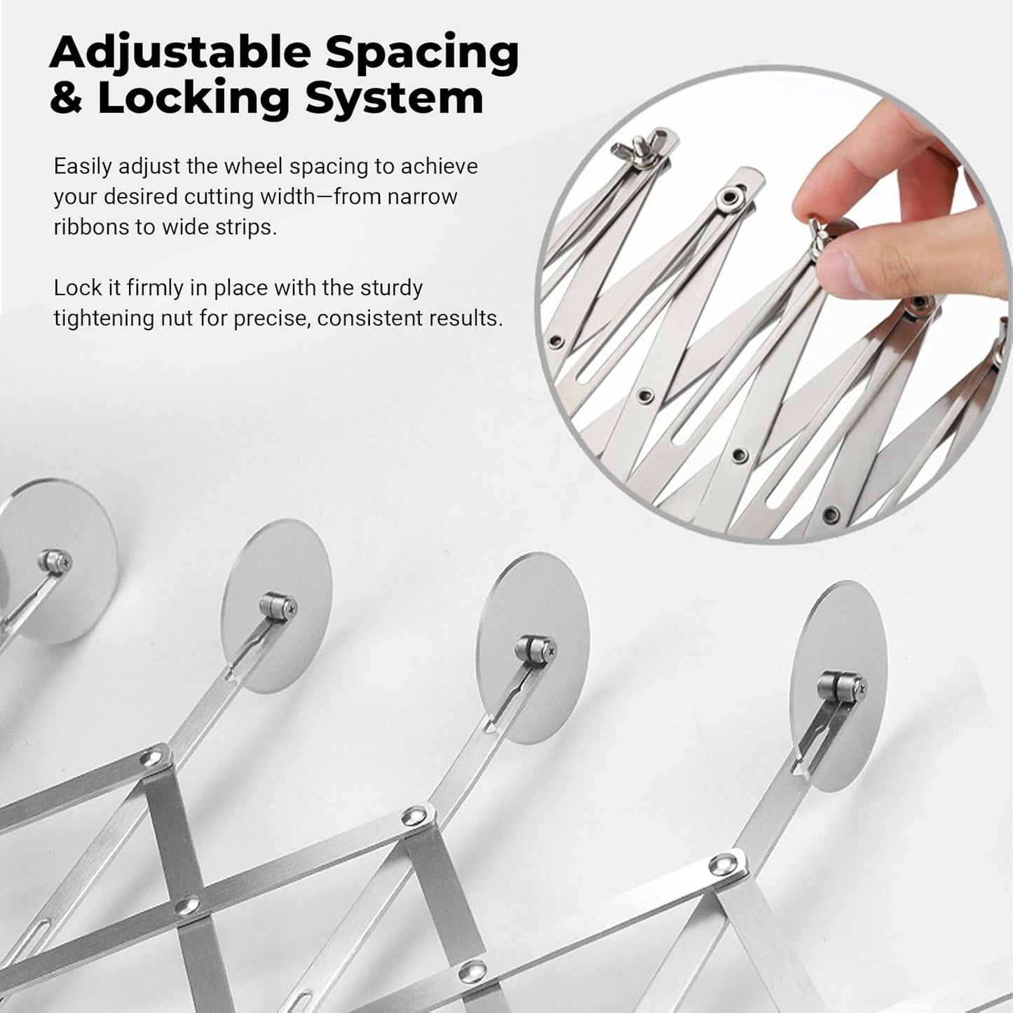 5 Wheel Pastry Cutter, Stainless Steel Pizza Slicer, Expandable Dough Cutter, Multi-Round Pastry Knife, Baking Cutter Roller Cookie Ravioli Cutter Wheel Divider