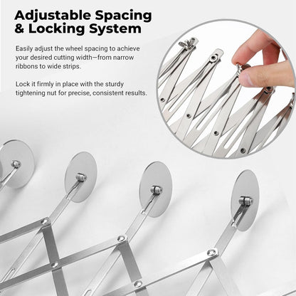 5 Wheel Pastry Cutter, Stainless Steel Pizza Slicer, Expandable Dough Cutter, Multi-Round Pastry Knife, Baking Cutter Roller Cookie Ravioli Cutter Wheel Divider