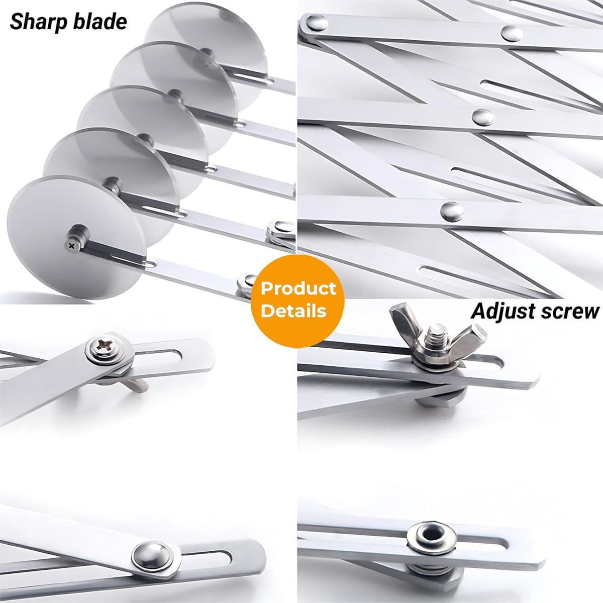 5 Wheel Pastry Cutter, Stainless Steel Pizza Slicer, Expandable Dough Cutter, Multi-Round Pastry Knife, Baking Cutter Roller Cookie Ravioli Cutter Wheel Divider