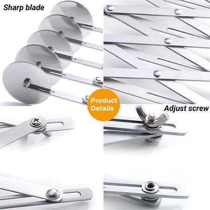 5 Wheel Pastry Cutter, Stainless Steel Pizza Slicer, Expandable Dough Cutter, Multi-Round Pastry Knife, Baking Cutter Roller Cookie Ravioli Cutter Wheel Divider