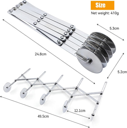 5 Wheel Pastry Cutter, Stainless Steel Pizza Slicer, Expandable Dough Cutter, Multi-Round Pastry Knife, Baking Cutter Roller Cookie Ravioli Cutter Wheel Divider