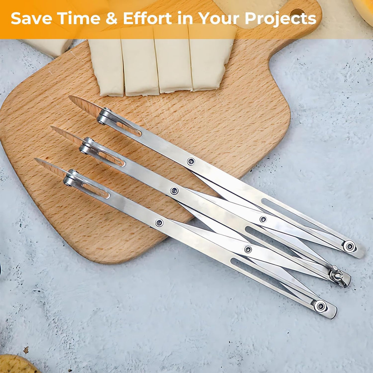 5 Wheel Pastry Cutter, Stainless Steel Pizza Slicer, Expandable Dough Cutter, Multi-Round Pastry Knife, Baking Cutter Roller Cookie Ravioli Cutter Wheel Divider