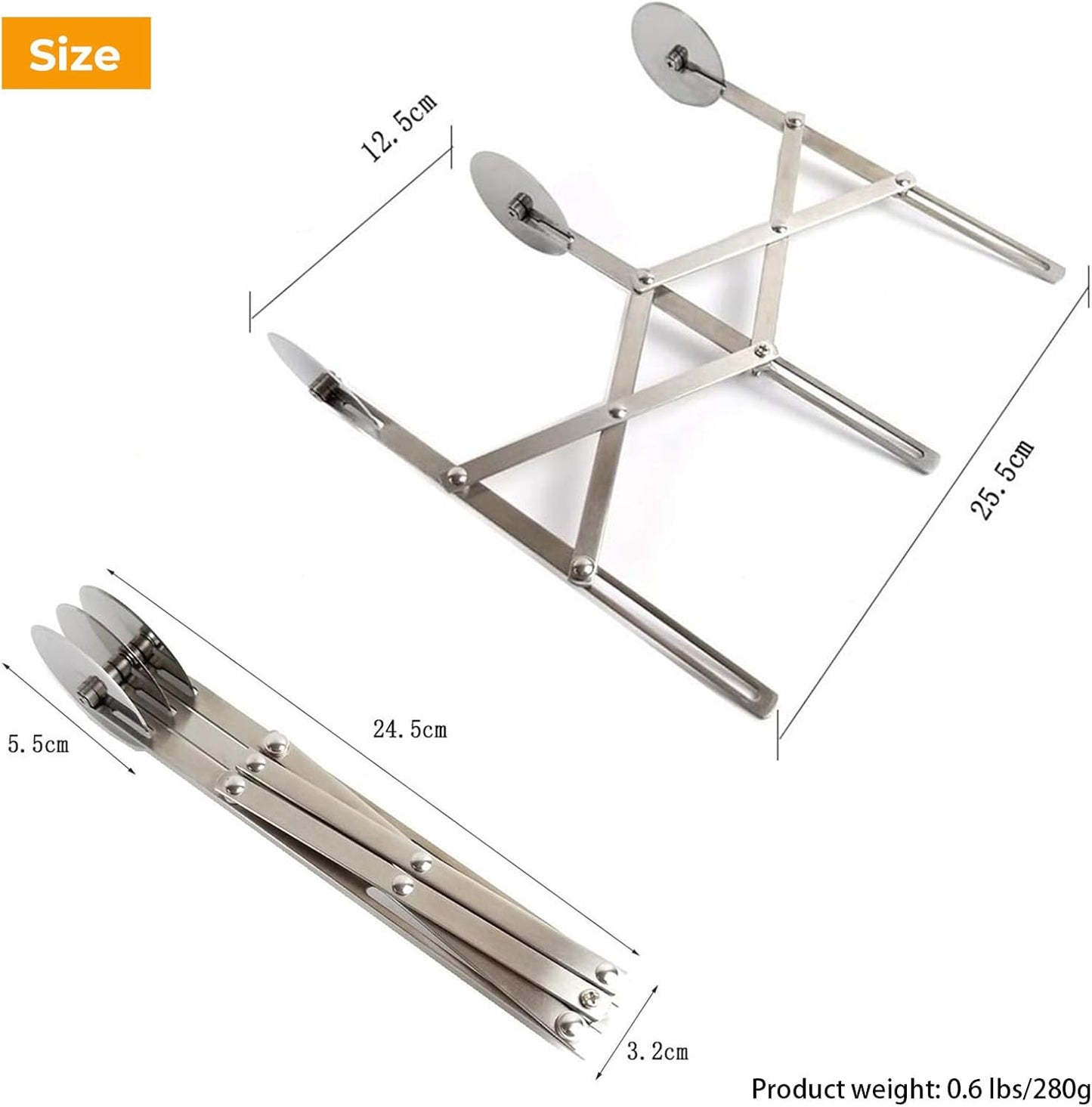 5 Wheel Pastry Cutter, Stainless Steel Pizza Slicer, Expandable Dough Cutter, Multi-Round Pastry Knife, Baking Cutter Roller Cookie Ravioli Cutter Wheel Divider