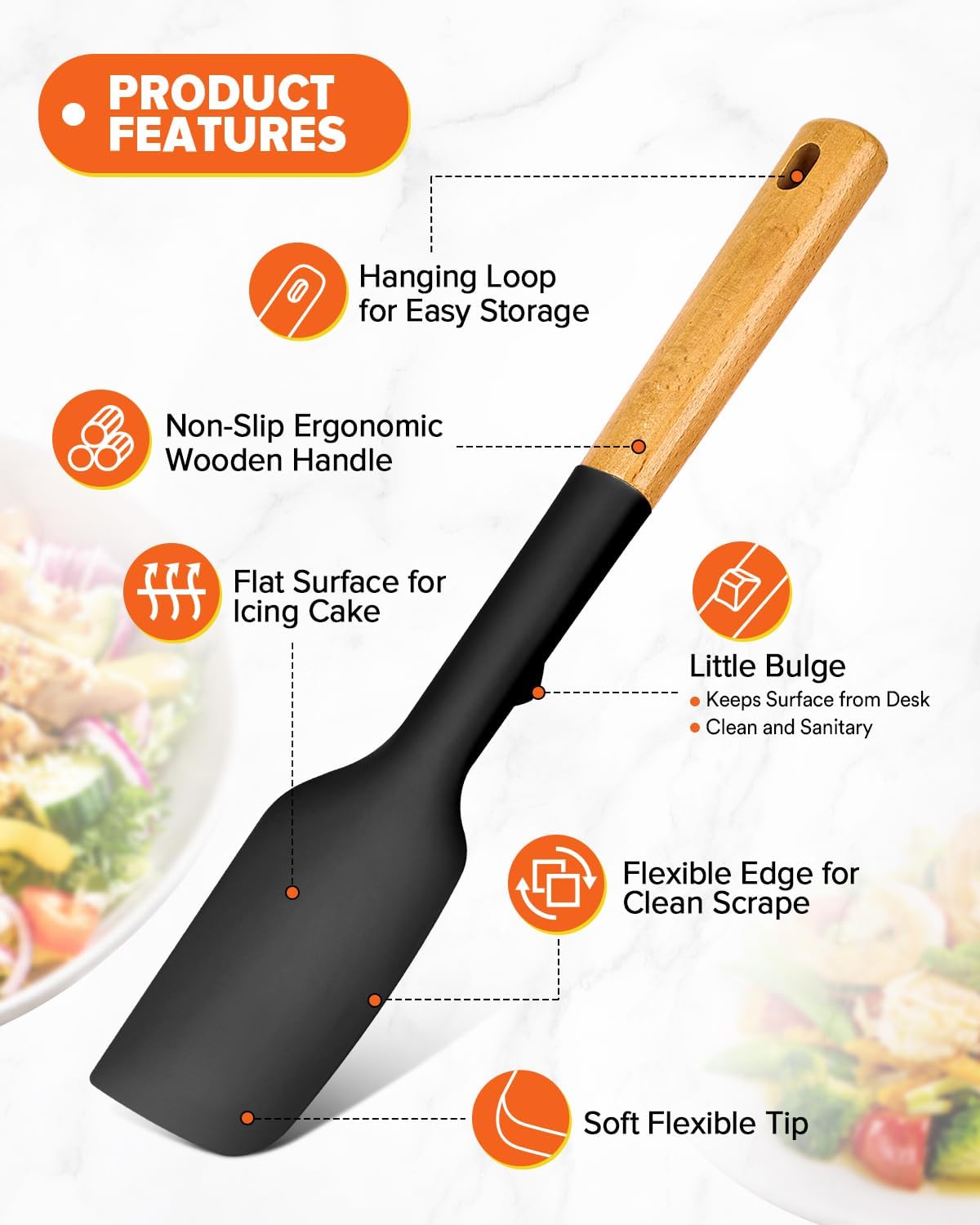 Silicone Spatula Spoon Set for Nonstick Cookwares, 4 Pack, Grey