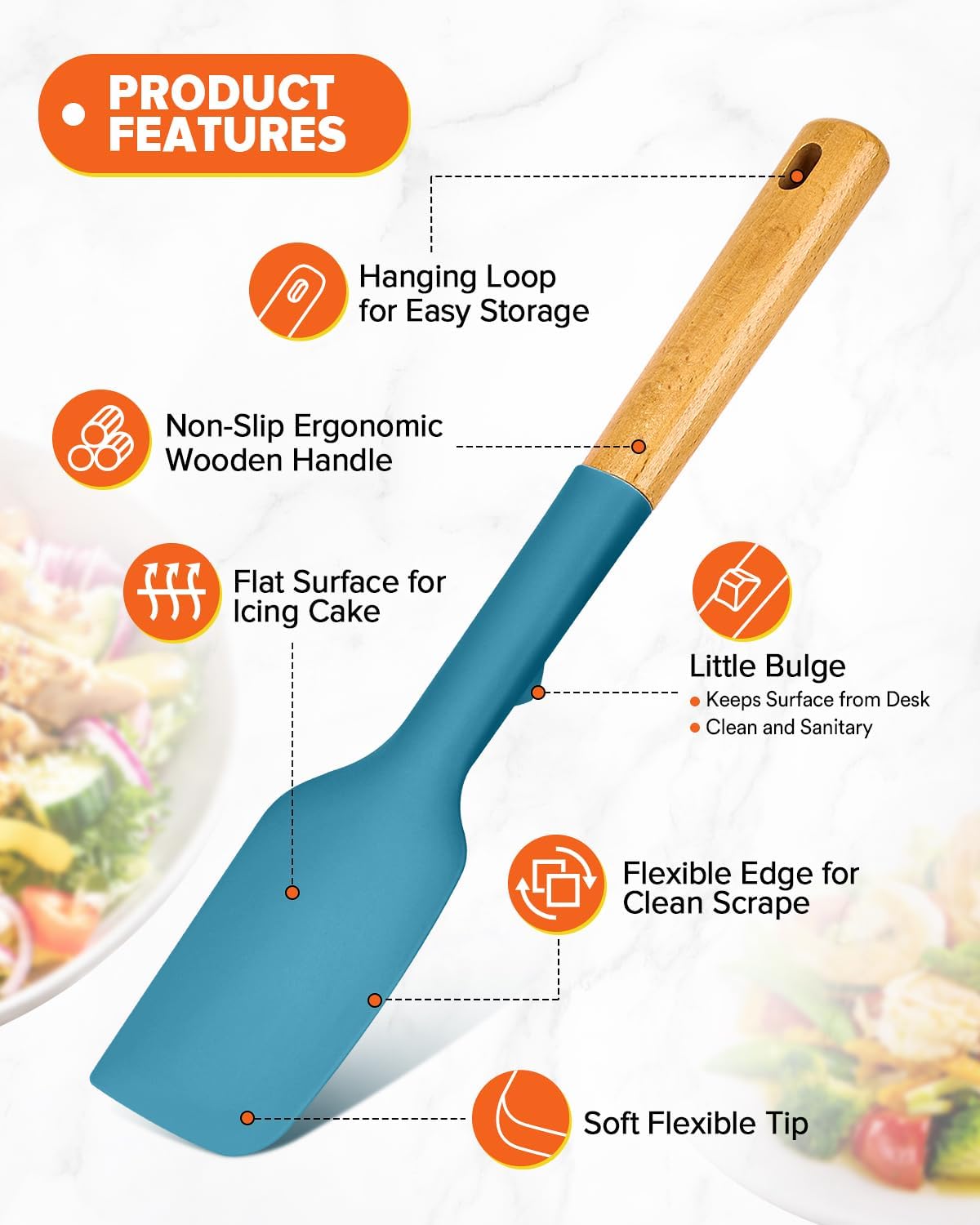 Silicone Spatula Spoon Set for Nonstick Cookwares, 4 Pack, Grey