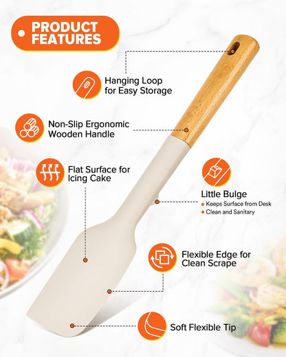 Silicone Spatula Spoon Set for Nonstick Cookwares, 4 Pack, Grey