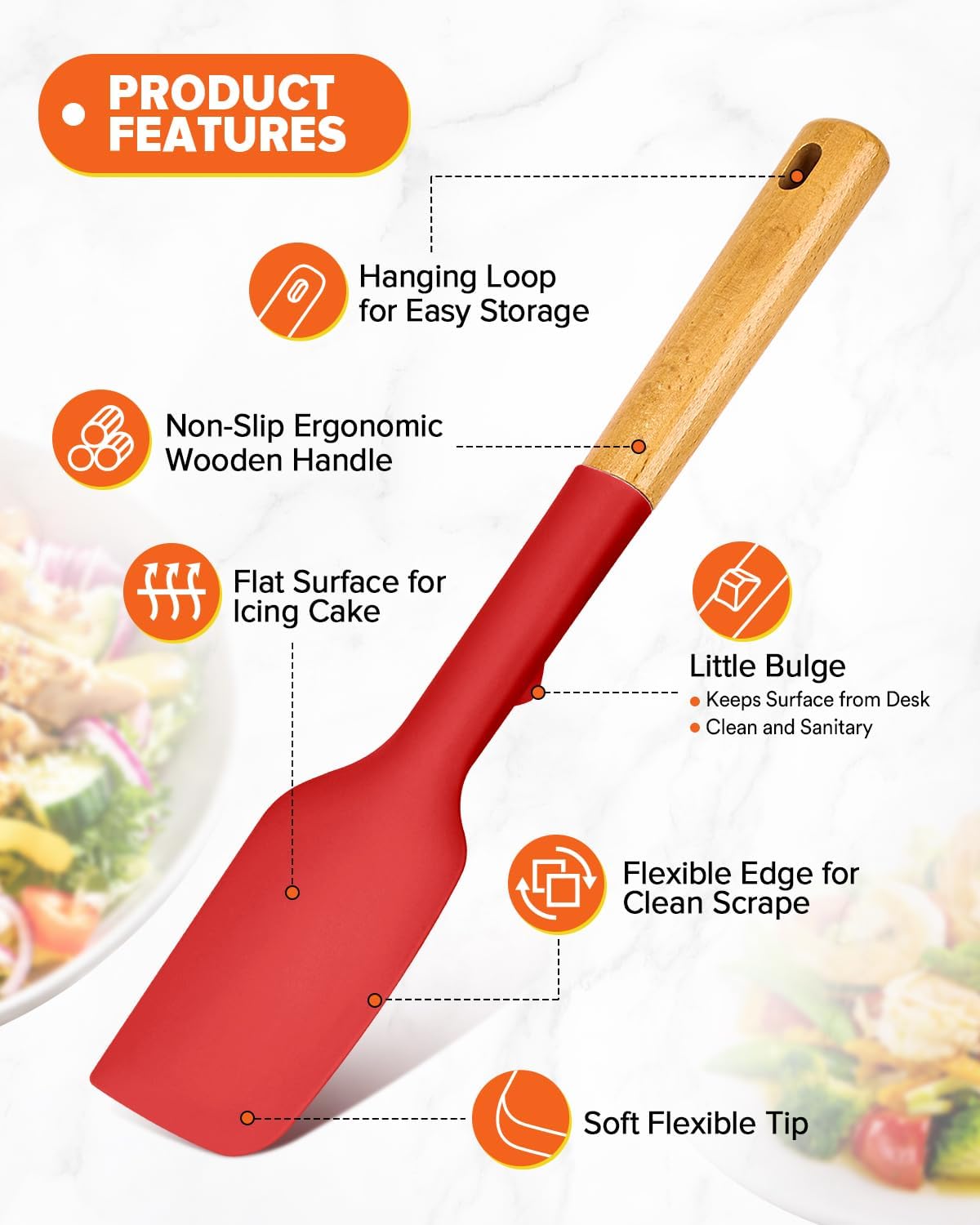 Silicone Spatula Spoon Set for Nonstick Cookwares, 4 Pack, Grey