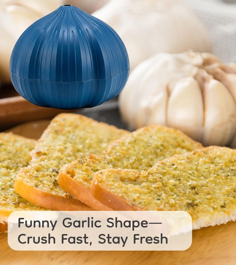 Garlic Peeler & Press Kit with Silicone Garlic Roller Tube & Brush, Fast Garlic Skin Remover, Easy Clean Dishwasher Safe Garlic Peeler Tool, Essential Kitchen Gadget for Cooking Prep (White)