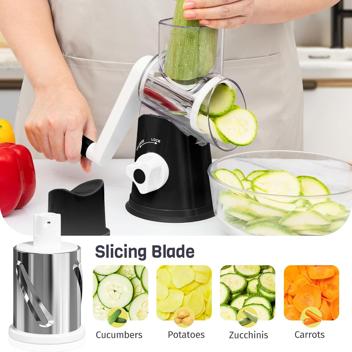 Black Hand Crank Rotary Cheese Grater