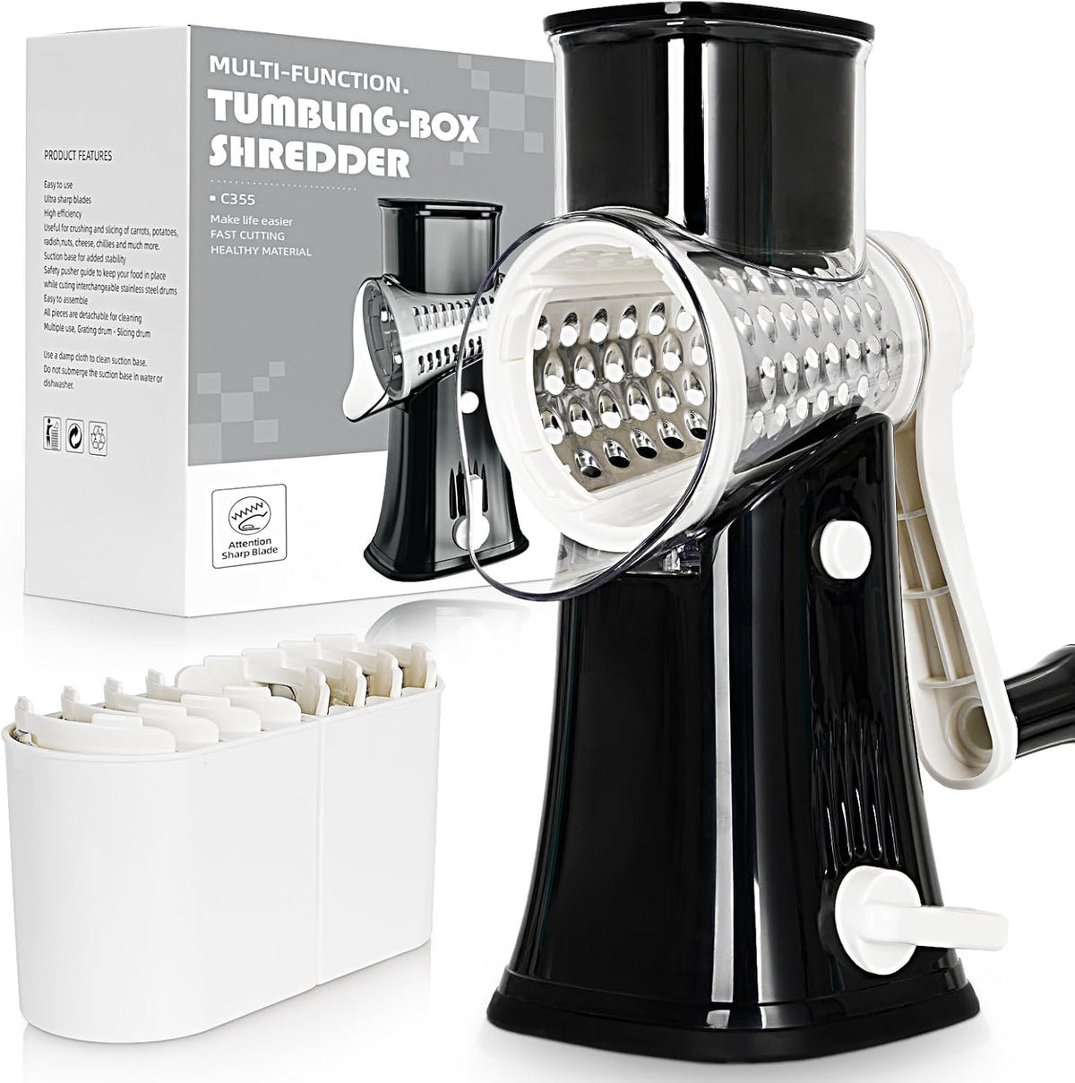 Black Hand Crank Rotary Cheese Grater