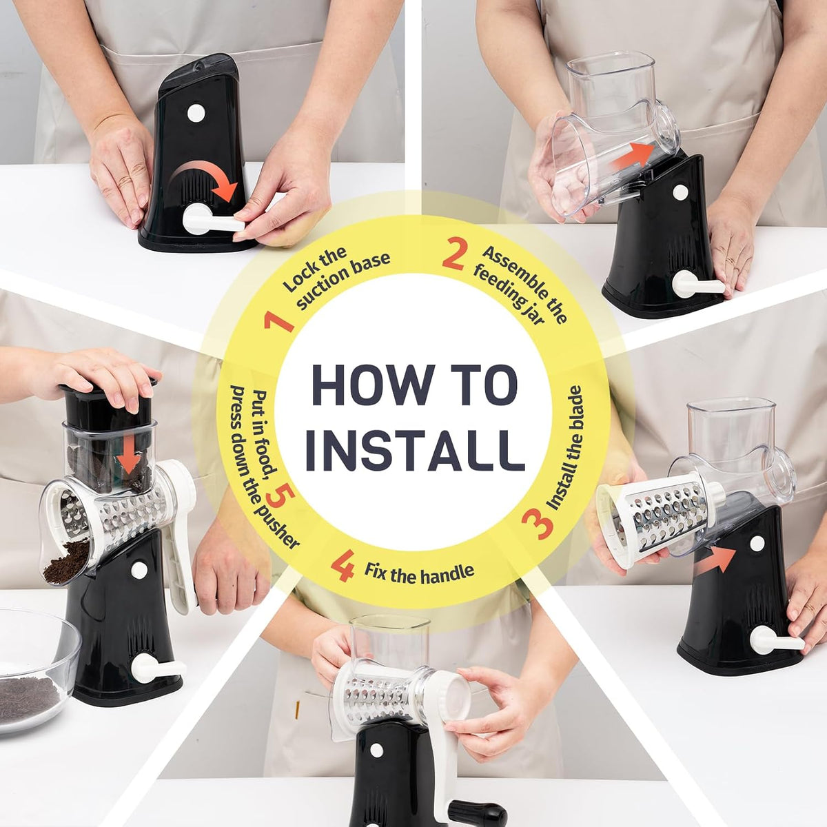 Black Hand Crank Rotary Cheese Grater