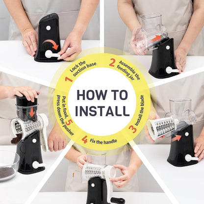 Black Hand Crank Rotary Cheese Grater