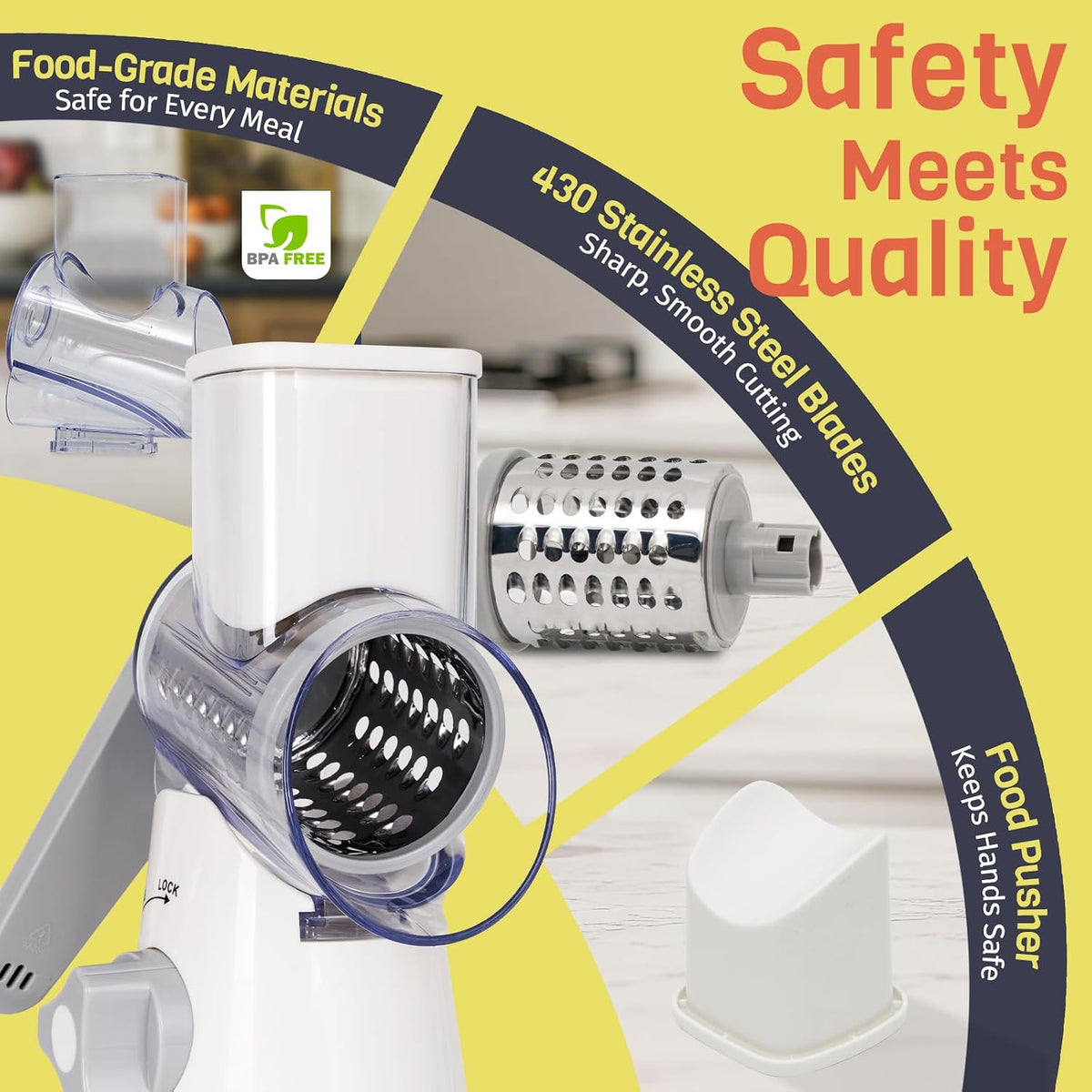Black Hand Crank Rotary Cheese Grater