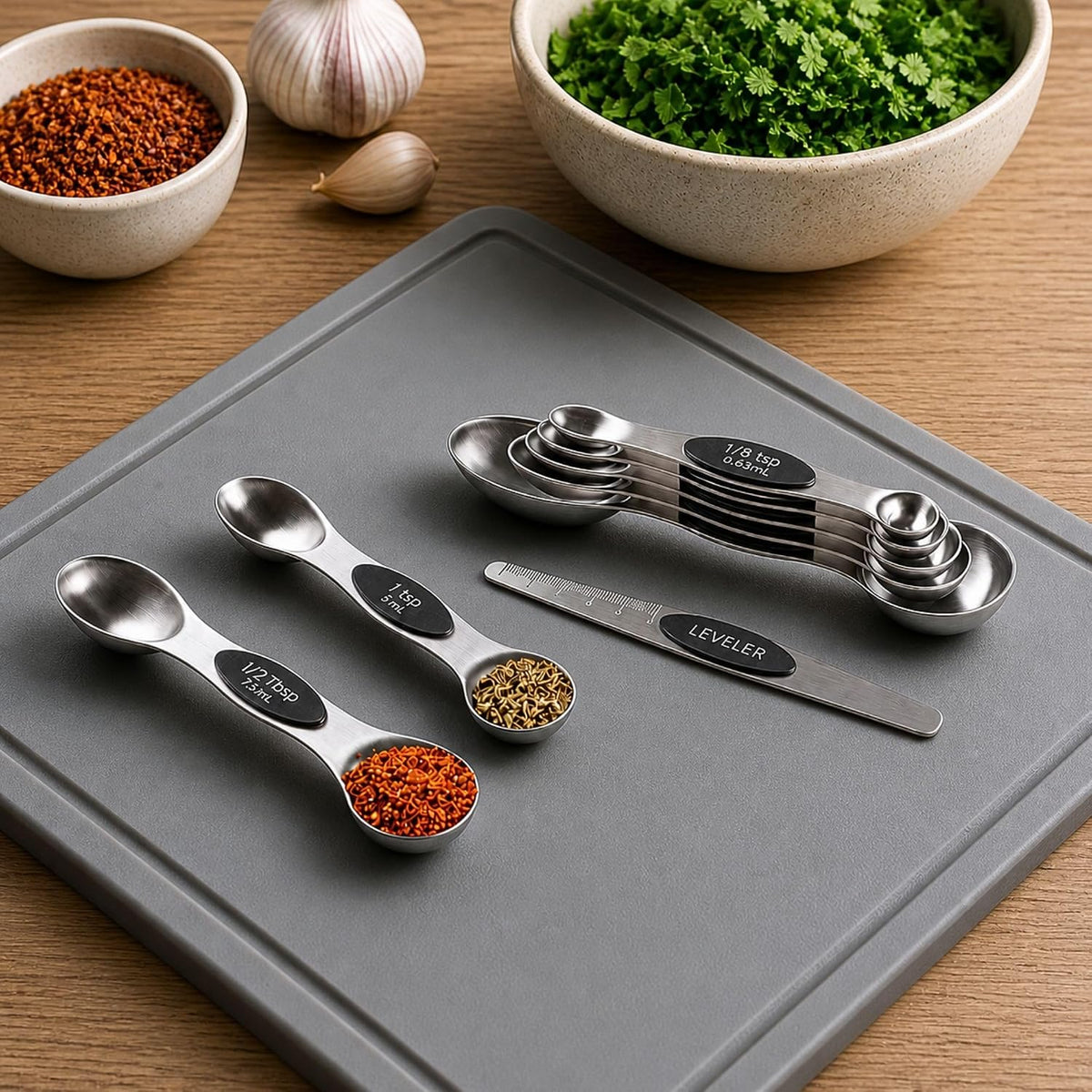 Stainless Steel Assorted Measuring Spoon Set, 6.7 x 1.6 In