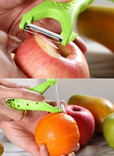 CLAS Vegetable Dual Y Fruit Apple Potato Orange Carrot Veggie Julienne Slicer Sharp Stainless Steel Serrated Blade Peeler Classic Zester Tool 3 Sets Green O