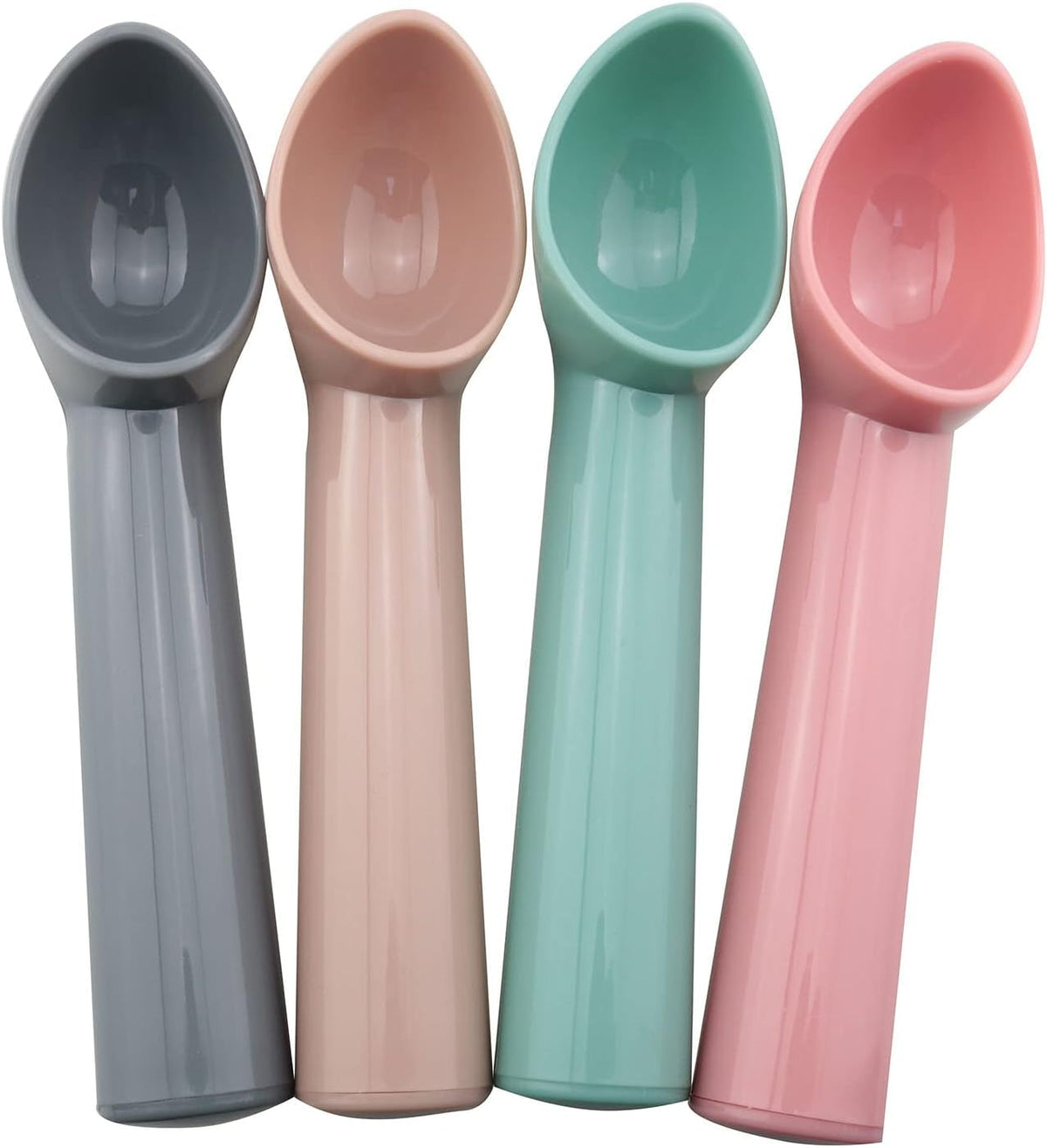 4pcs Plastic Ice Cream Scoop Fruit Spoons Melon Baller Watermelon Scooper Kitchen Accessories 4 Colors (Gray, Rose Pink, Blue, Pink)