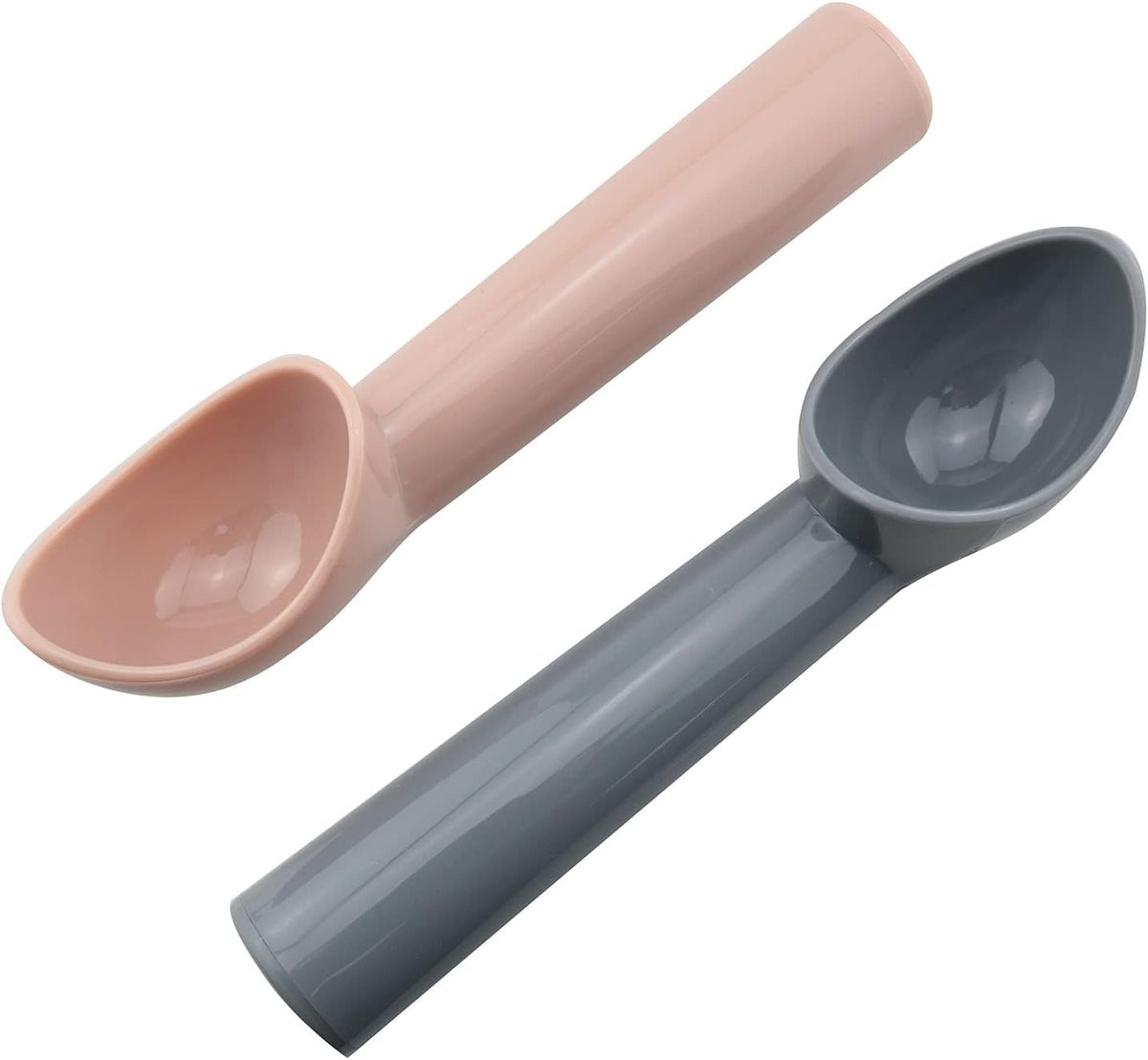 4pcs Plastic Ice Cream Scoop Fruit Spoons Melon Baller Watermelon Scooper Kitchen Accessories 4 Colors (Gray, Rose Pink, Blue, Pink)