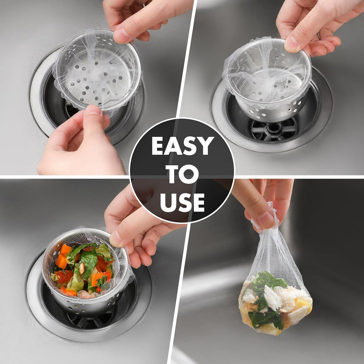 300PCS Kitchen Sink Drain Strainer Mesh Bags Disposable Drain Covers (300)
