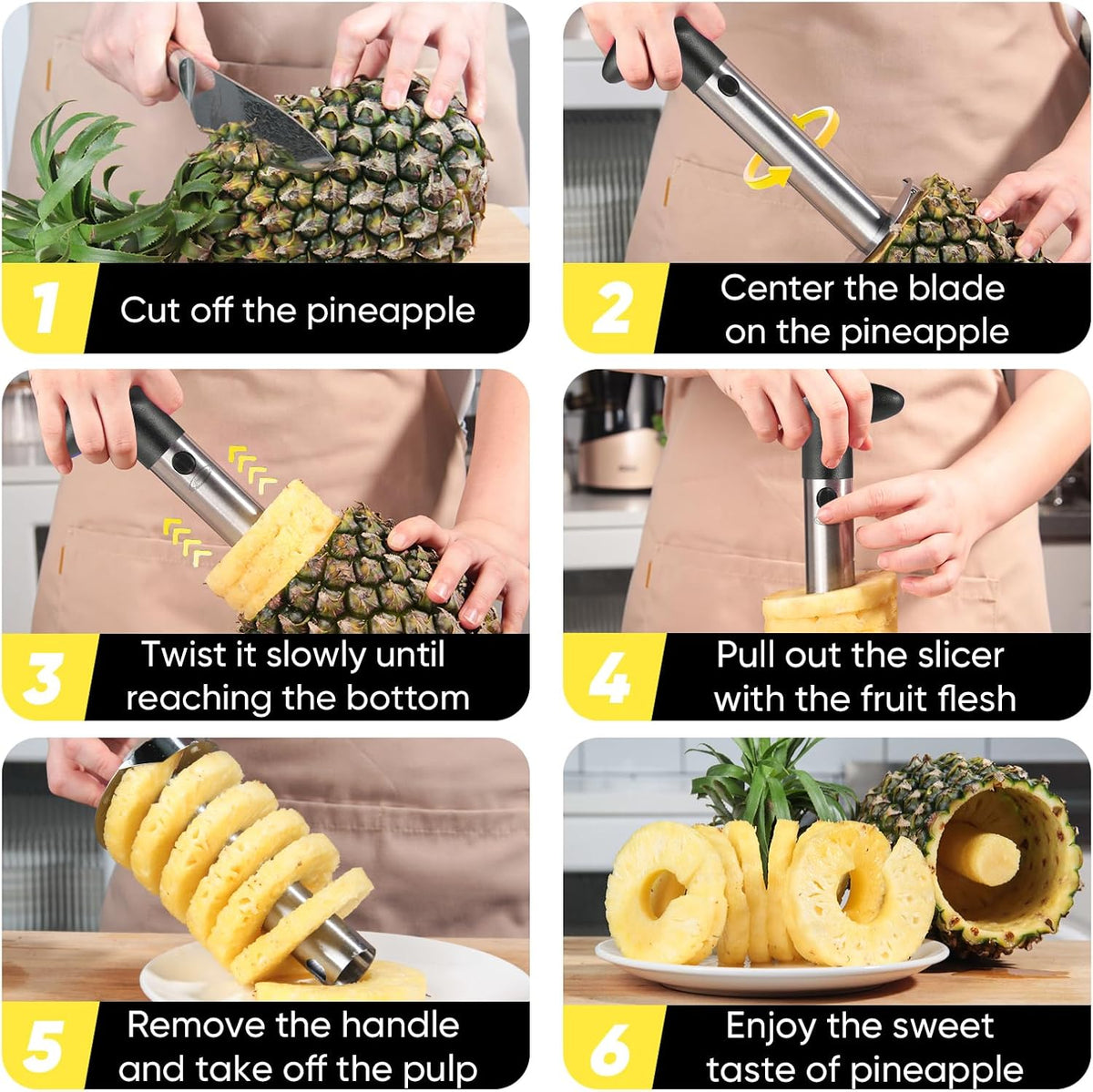 Newness Upgraded Pineapple Corer & Slicer, Reinforced Thick Blade