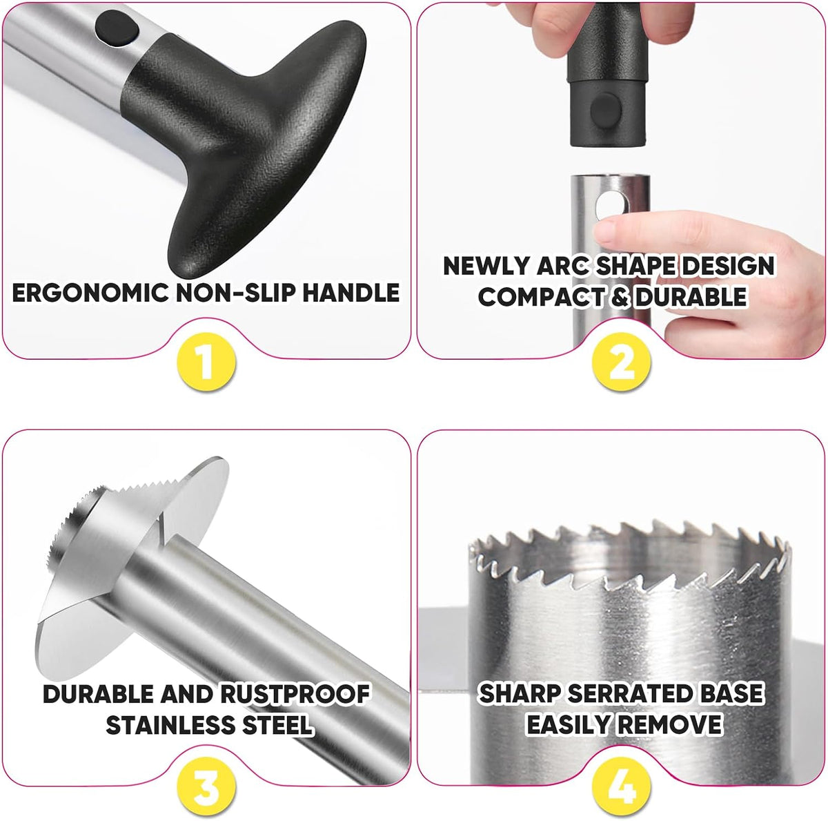 Newness Upgraded Pineapple Corer & Slicer, Reinforced Thick Blade