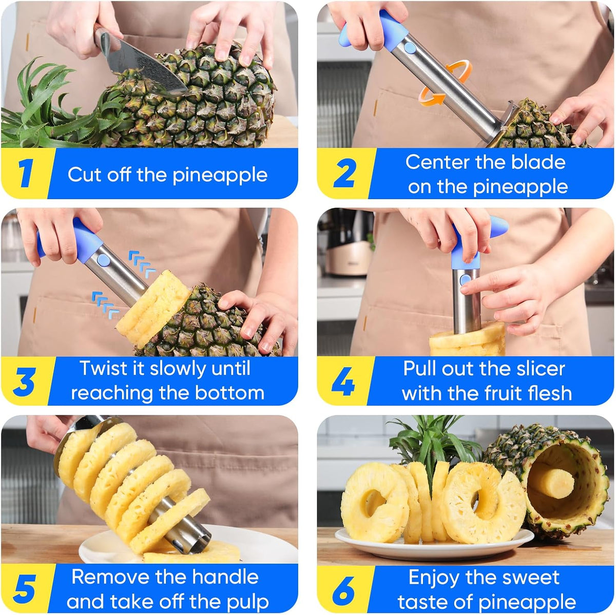 Newness Upgraded Pineapple Corer & Slicer, Reinforced Thick Blade