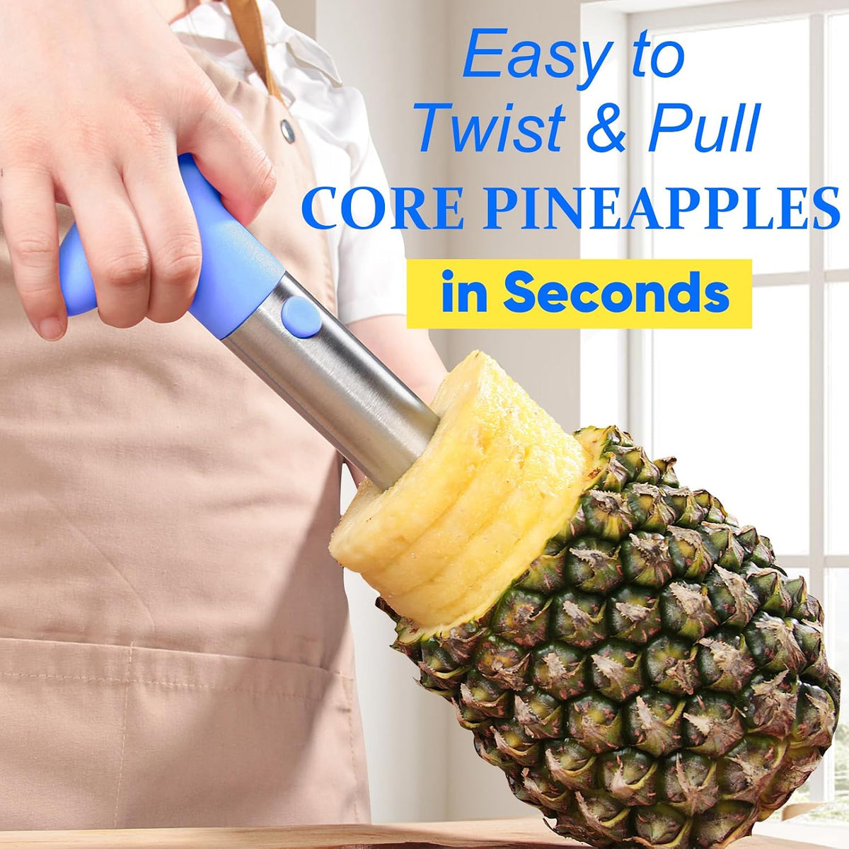 Newness Upgraded Pineapple Corer & Slicer, Reinforced Thick Blade