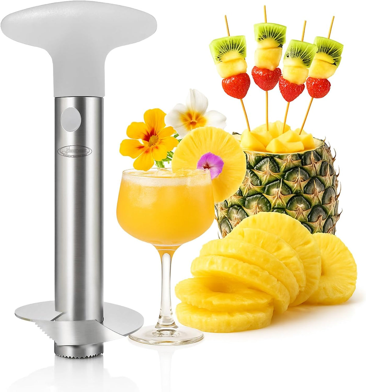 Newness Upgraded Pineapple Corer & Slicer, Reinforced Thick Blade