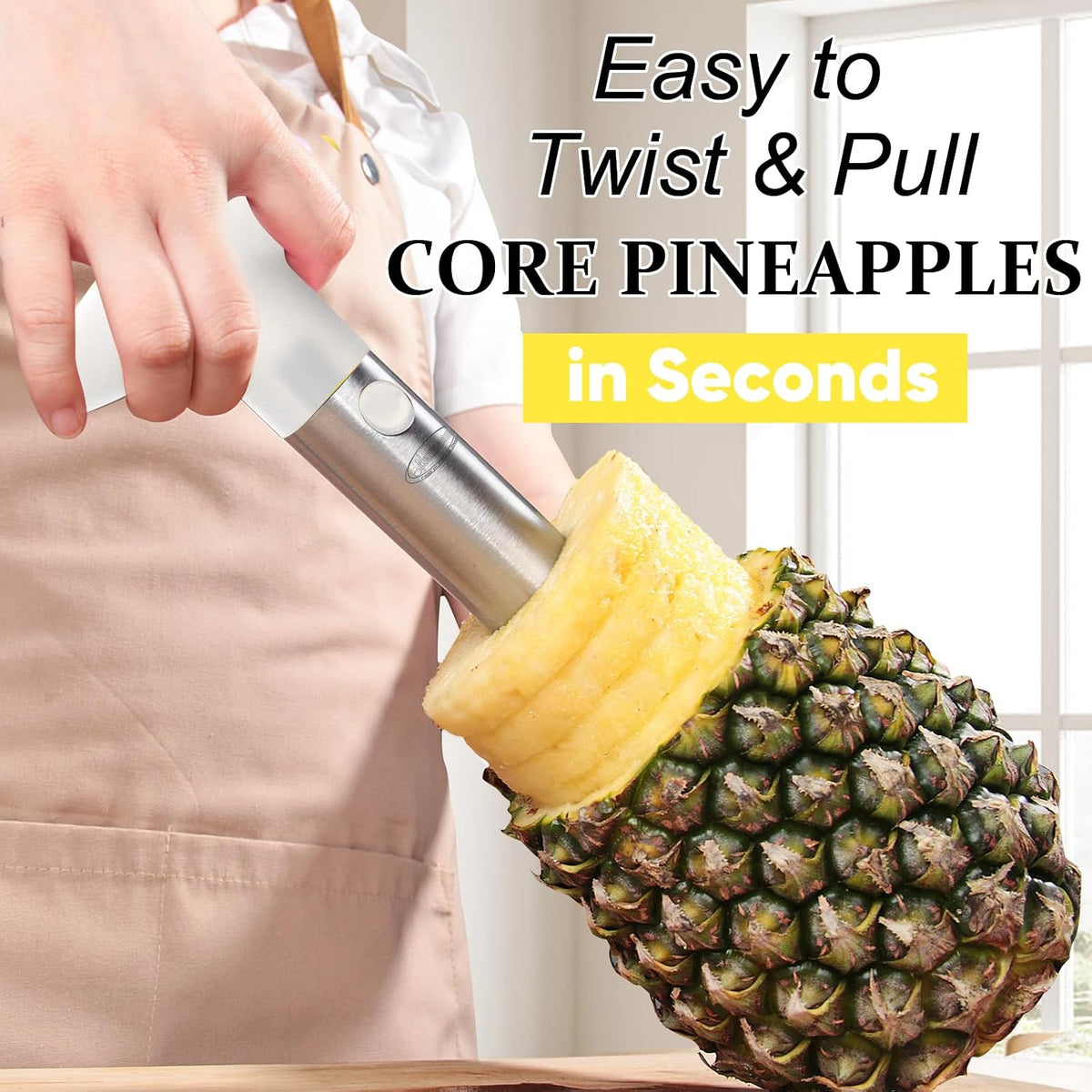 Newness Upgraded Pineapple Corer & Slicer, Reinforced Thick Blade