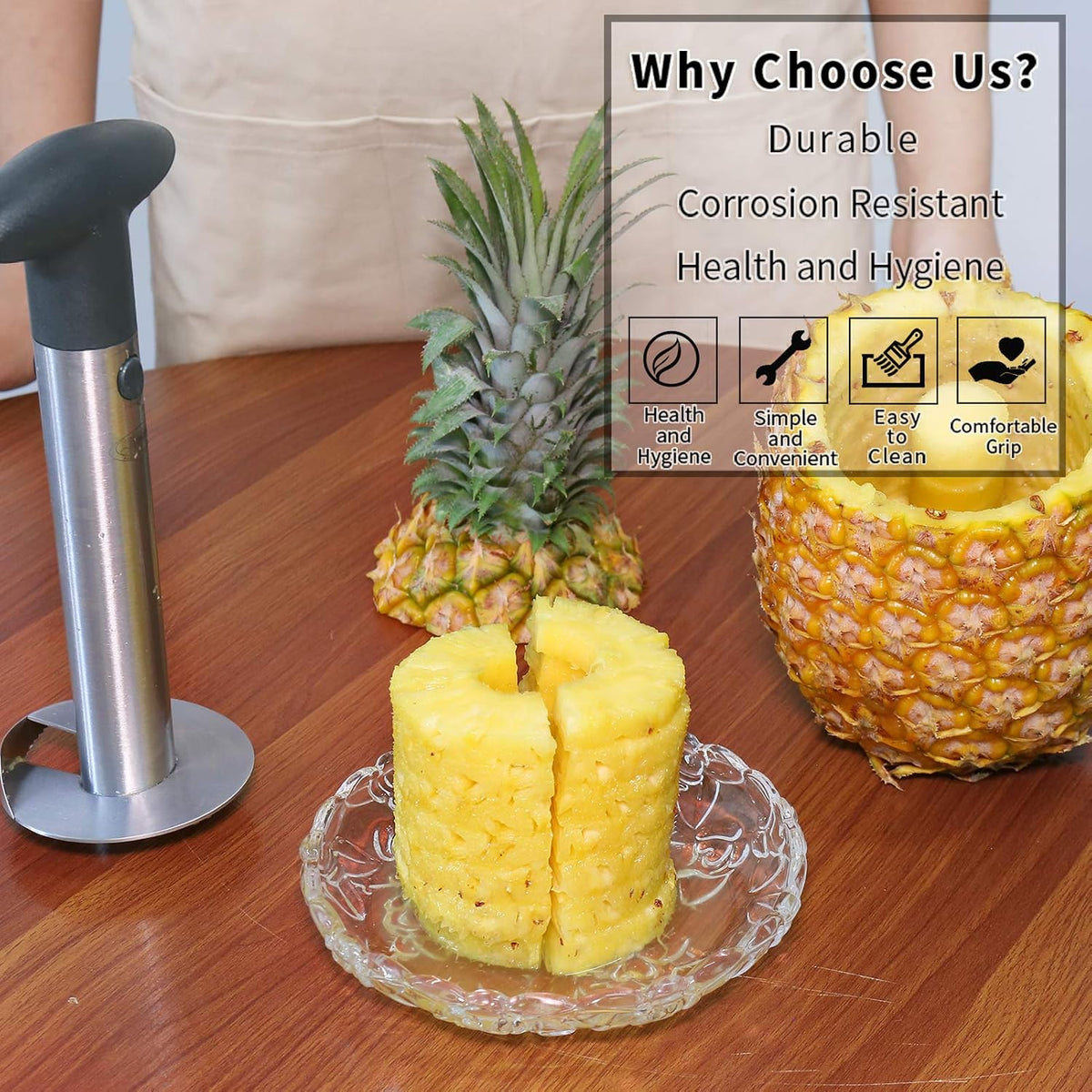 Newness Upgraded Pineapple Corer & Slicer, Reinforced Thick Blade