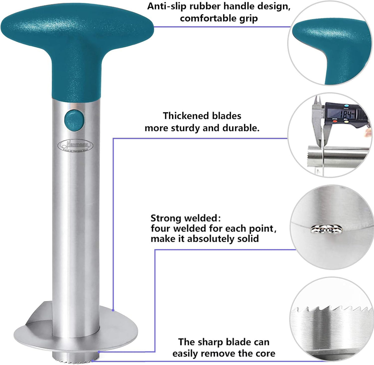 Newness Upgraded Pineapple Corer & Slicer, Reinforced Thick Blade