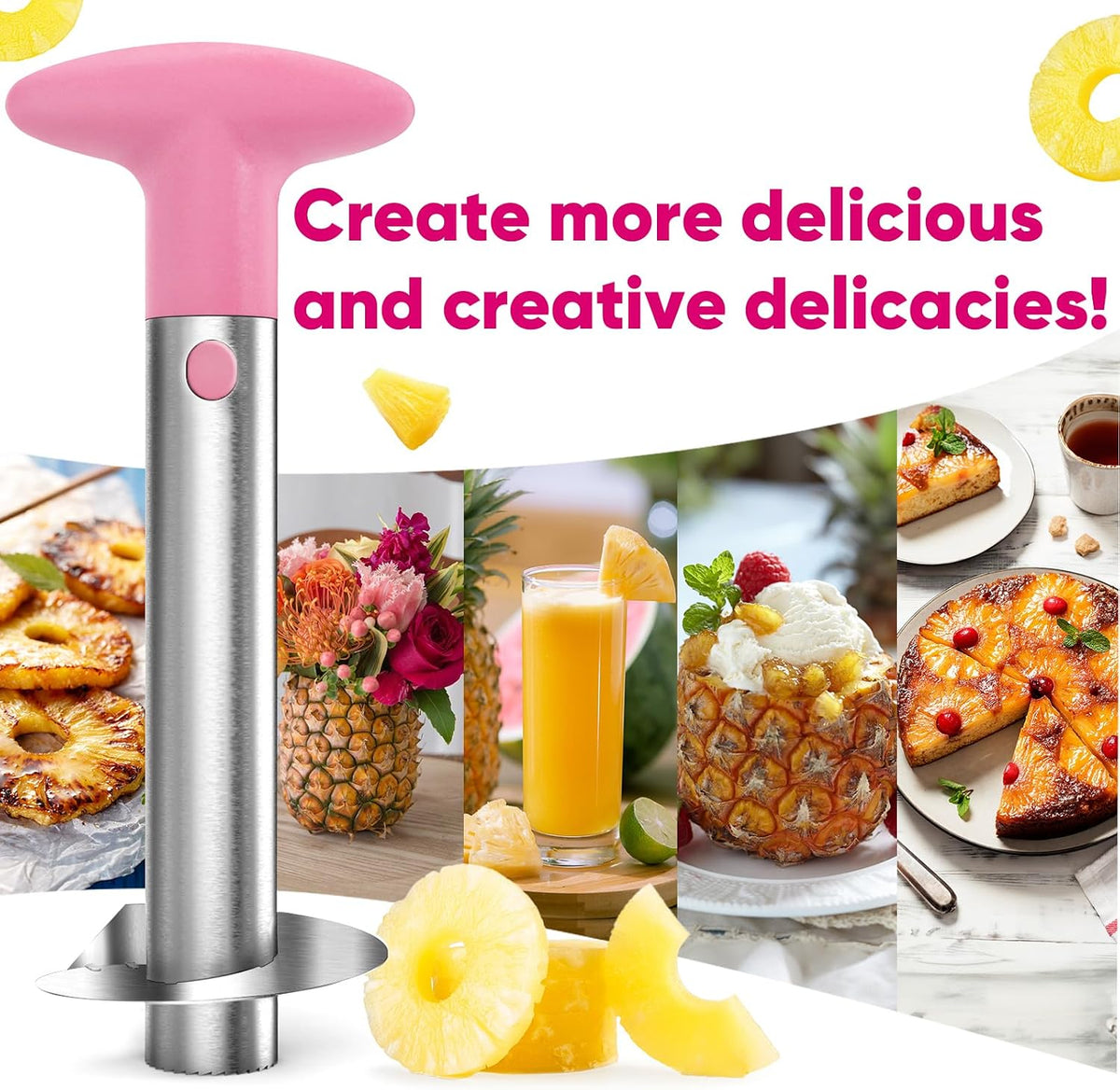 Newness Upgraded Pineapple Corer & Slicer, Reinforced Thick Blade