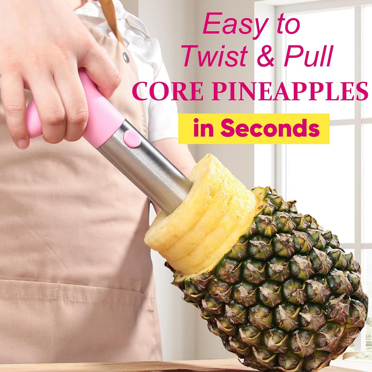 Newness Upgraded Pineapple Corer & Slicer, Reinforced Thick Blade